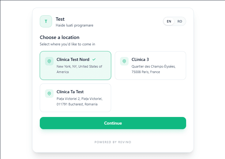 Widget-ul de programare Revino